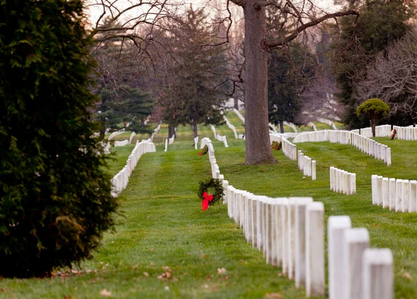 Xmas-kranser på Arlington kirkegård – stockfoto
