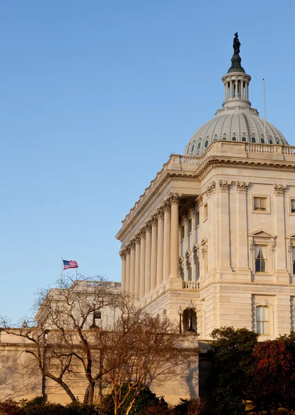 Le drapeau flotte devant le Capitole à Washington — Photo