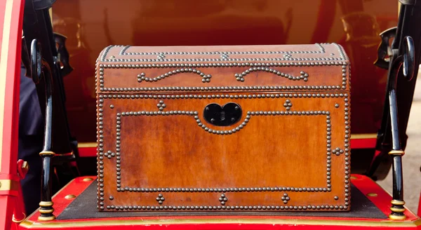 Leather box on rear of coach — Stock Photo, Image