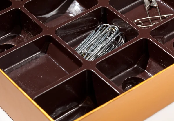 Inside of chocolate box as organizer — Stock Photo, Image