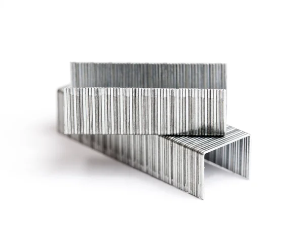 Two rows of staples in macro — Stock Photo, Image