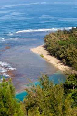 Ke'e beach on Kauai from trail clipart