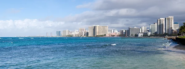 Panorama over sjøfronten ved Waikiki – stockfoto