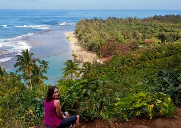 Ke'e beach på Kauai från trail — Stockfoto