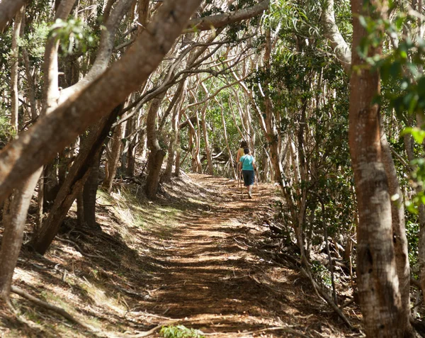 Mulheres caminhando por bosques em Kauai — Fotografia de Stock
