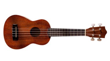 Hawai gitar gitar üzerinde beyaz izole dört teli ile