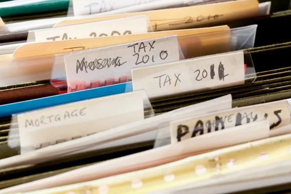Домашні папки для податкових документів ручної роботи — стокове фото