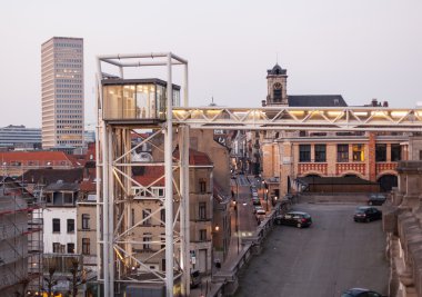 Marollen Lift in Brussels at dusk clipart