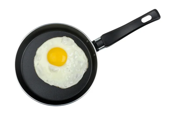 프라이팬에 튀긴 달걀 스톡 사진