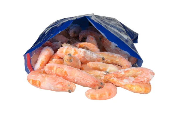 Camarão congelado em pacote — Fotografia de Stock