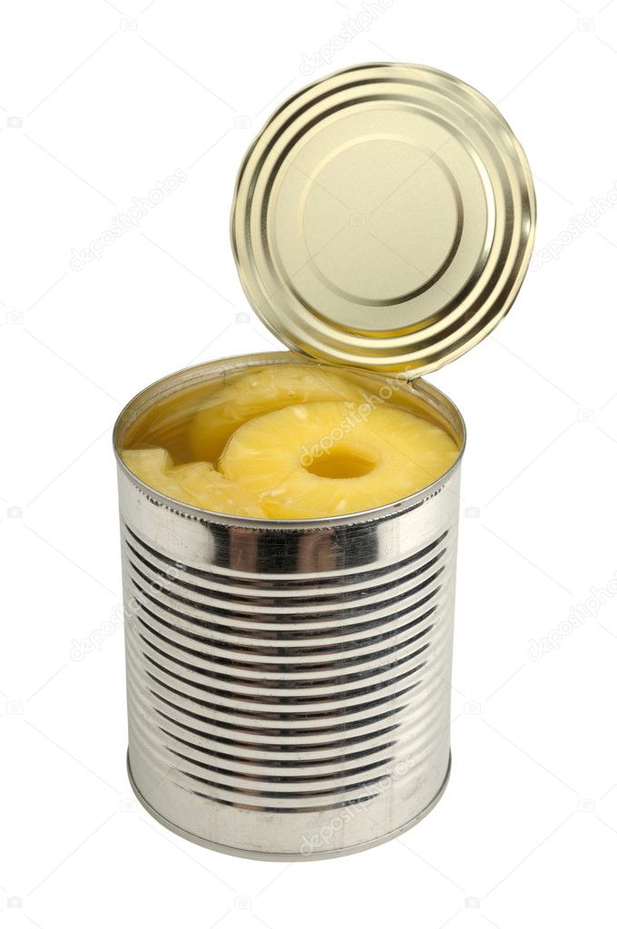 Canned pineapple in a can