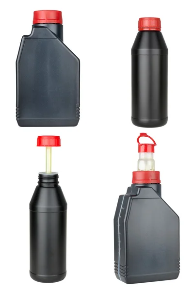 Zestaw plastikowych butelek z oleju samochodowego — Zdjęcie stockowe