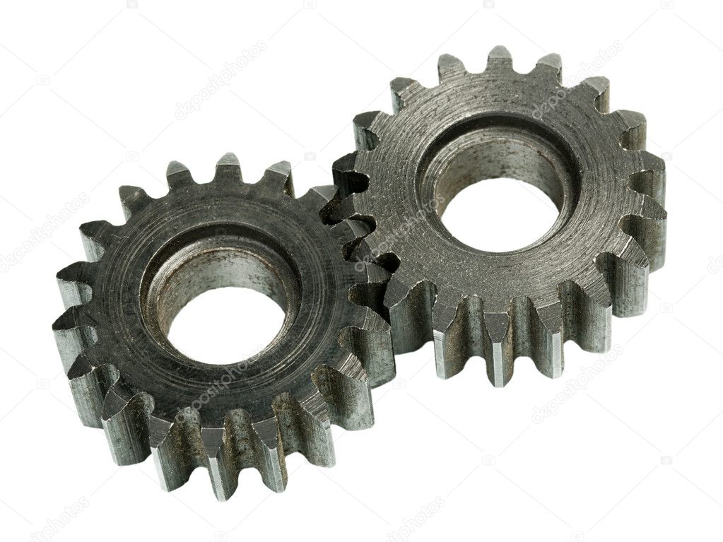 Gear wheels system over white background