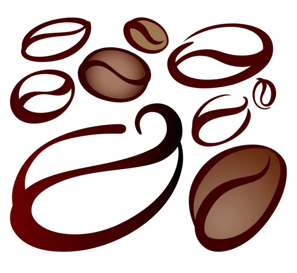 Set di chicchi di caffè — Vettoriale Stock