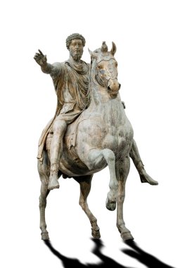 Emperor Marcus Aurelius isolated on white riding a horse clipart