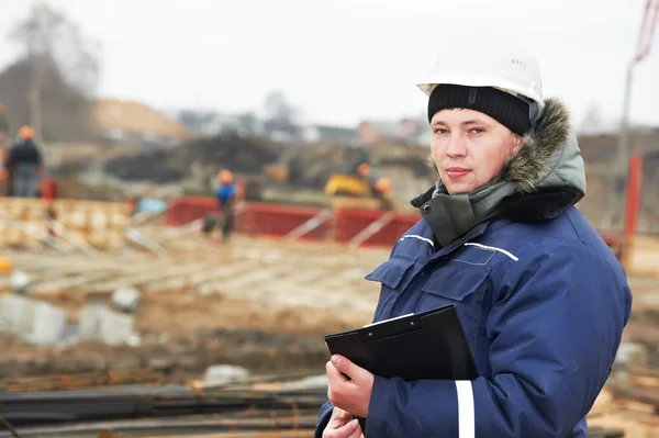 stock image Builder resident engineer at construction site