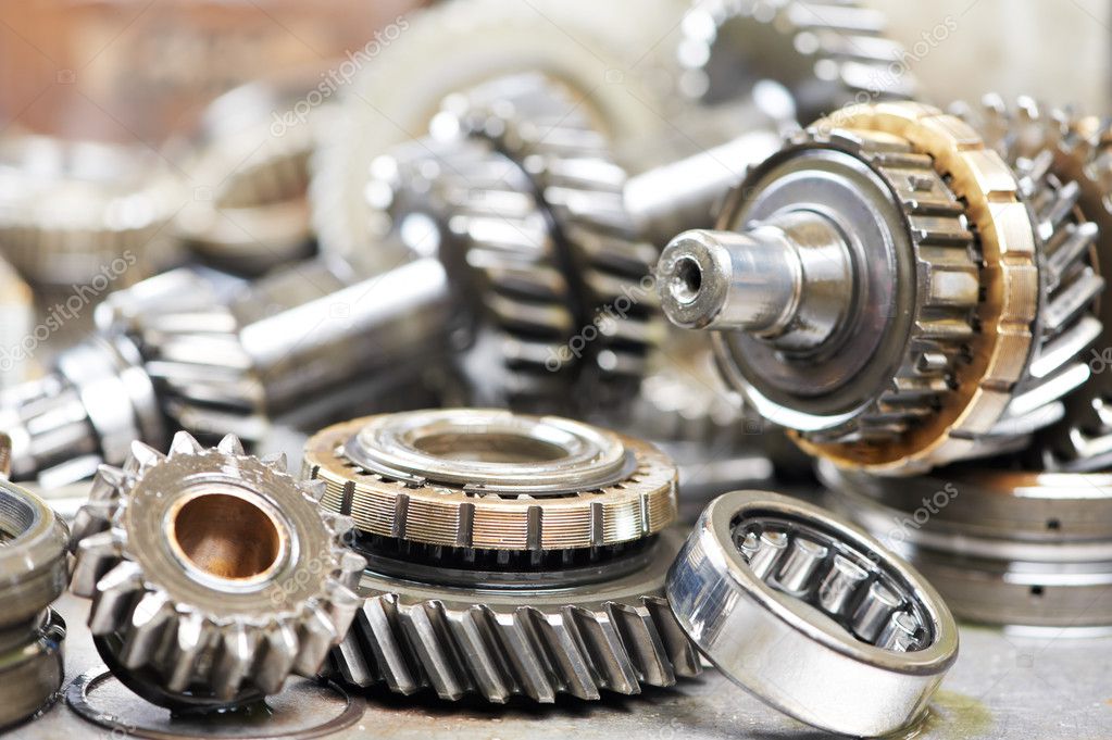 Closeup of automobile engine gears — Stock Photo © kalinovsky 10108282