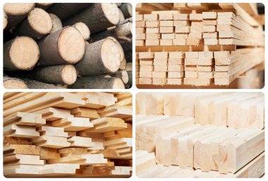 Set of wood lumber materials clipart