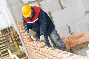 Construction mason worker bricklayer clipart