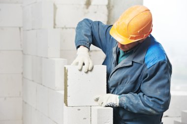 Construction mason worker bricklayer clipart