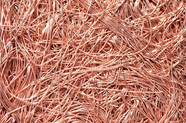 Copper metal scrap materials recycling backround — Stock Photo, Image
