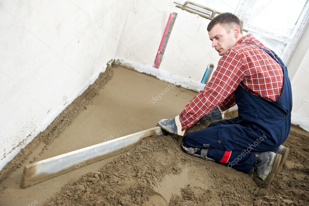 Маяк для бетонирования пола по грунту. Как выровнять цементный пол. Большой перепад пола как выровнять под стяжку. Желобок в бетонном полу. Стяжка цементная перлитовая.