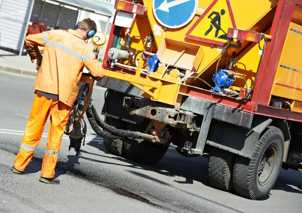 Trabajos de parcheo de asfalto — Foto de Stock
