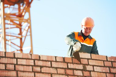 Construction mason worker bricklayer clipart