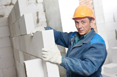 Construction mason worker bricklayer clipart