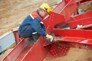 Builder worker at construction site clipart