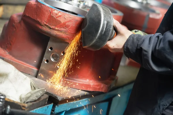 Close-up grinding process with power tool — Stock Photo, Image