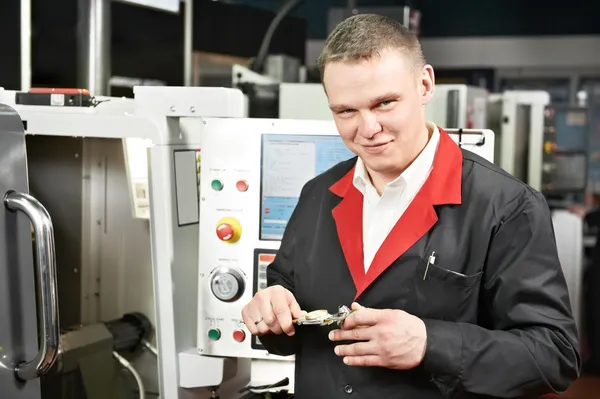 Pracovník měření detail s tloušťkou — Stock fotografie