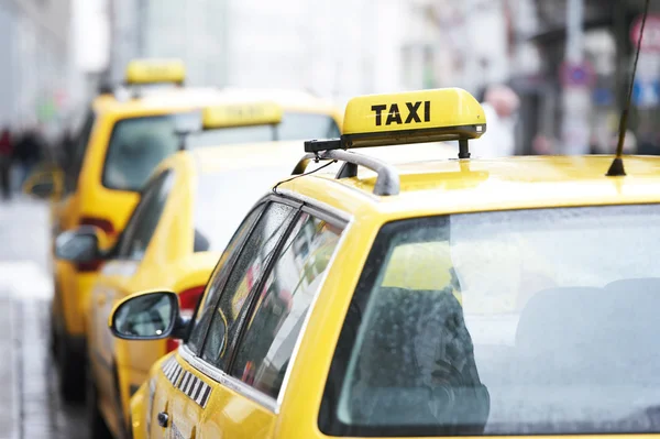 Yellow taxi cab cars Stock Photo