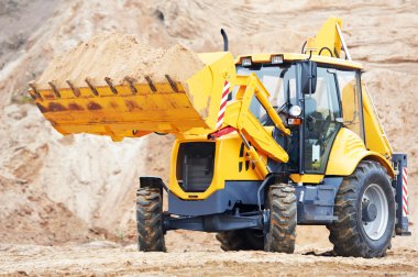 Excavator Loader with backhoe works clipart