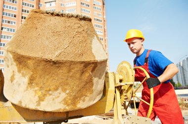 Builder worker at construction site clipart