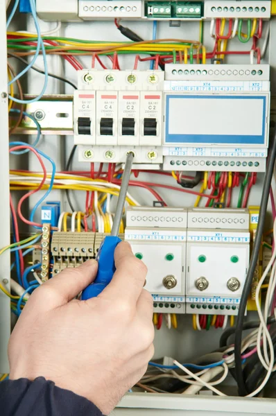 Close-up of Electrician work — Stock Photo, Image