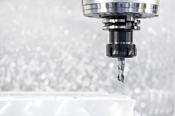 Close-up process of metal machining by mill — Stock Photo, Image