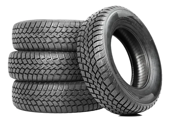 Zásobník čtyři kola zimní pneumatiky izolované — Stock fotografie