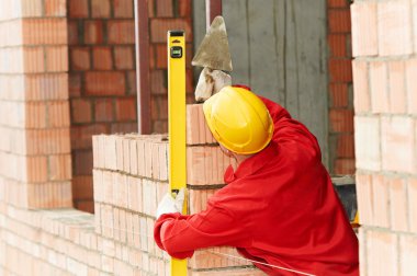 Construction mason worker bricklayer clipart