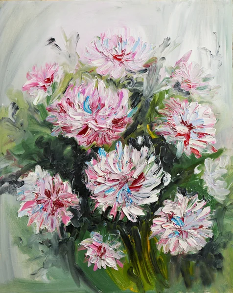 stock image Oil painting bouquet of peony flowers