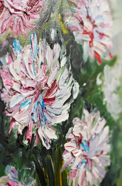 Closeup oil painting bouquet of peony flowers — Stock Photo, Image