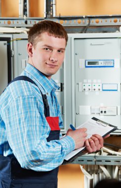 Electrician checking data clipart