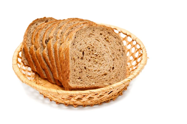 Pan rebanado en la cesta — Foto de Stock