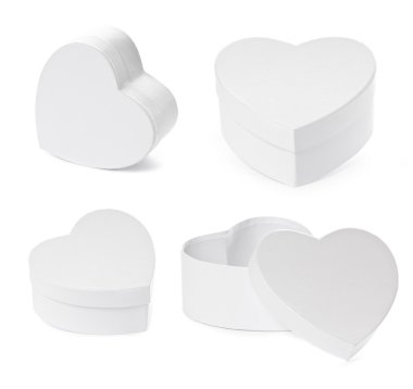 Set of heart shaped gift boxes with clipping path clipart