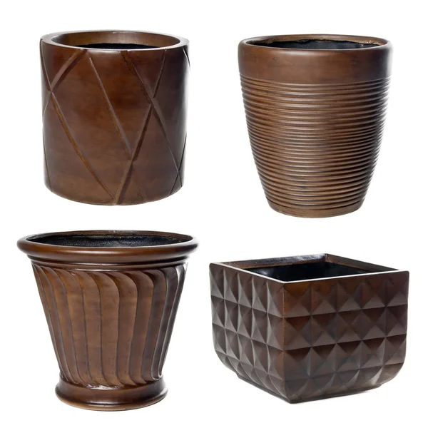 Big wooden flowerpots — Stock Photo, Image