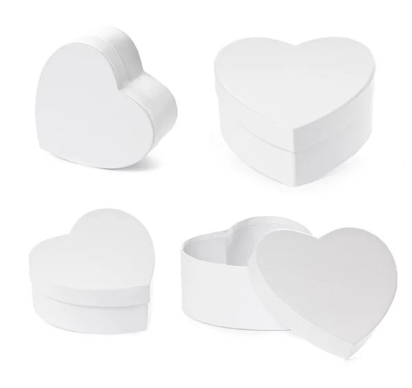 Set of heart shaped gift boxes with clipping path — Stock Photo, Image