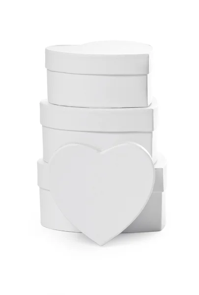 Stack of heart shaped gift boxes. — Stock Photo, Image