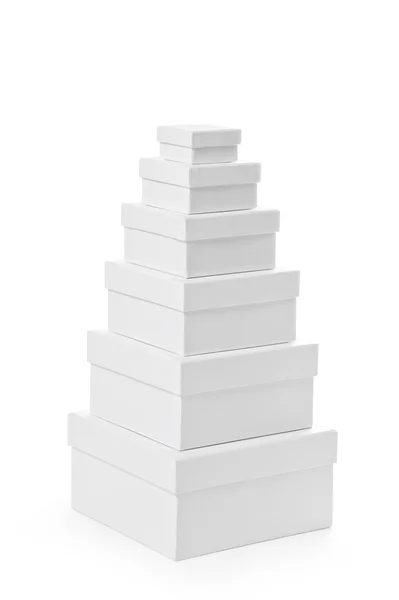 Stack of pasteboard square gift boxes — Stock Photo, Image