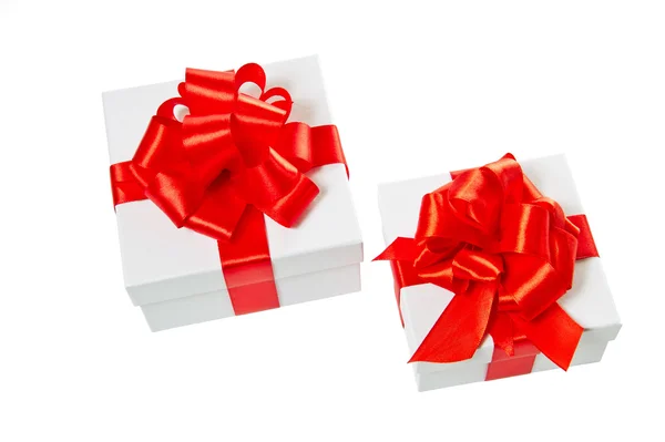 Twee witte plakbord vierkante geschenkdozen — Stockfoto