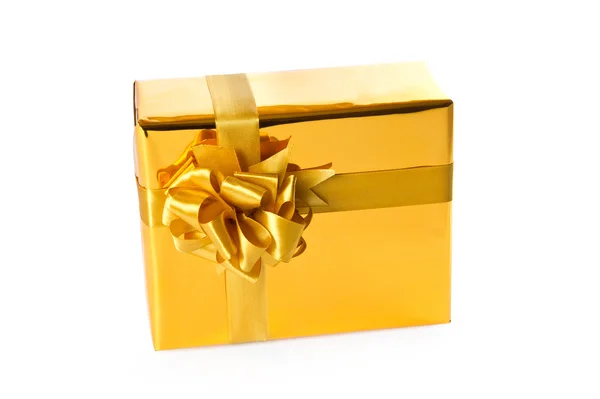 Caja de regalo de oro — Foto de Stock